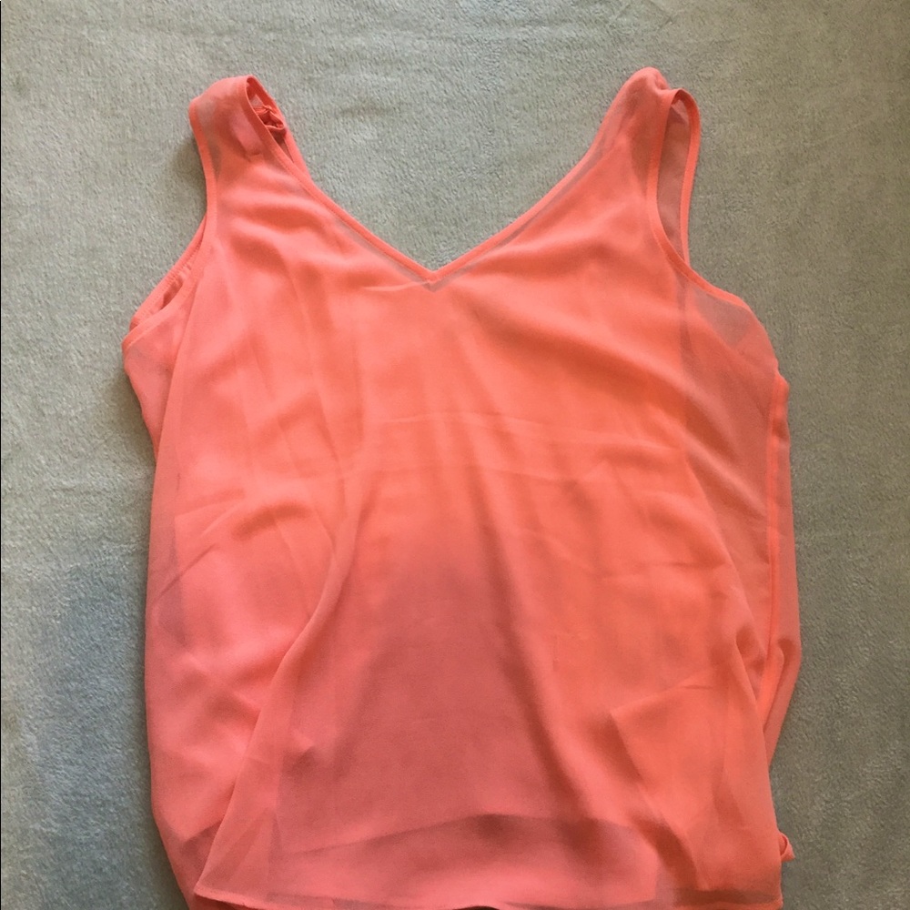 White House Black Market Peach Tulle Tank Top